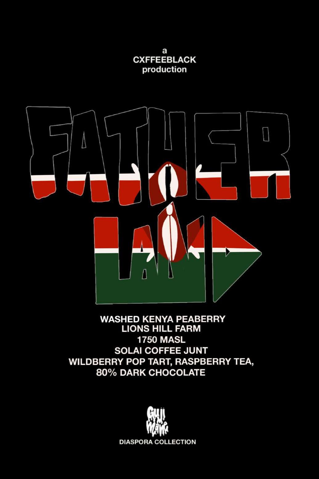 Fatherland: kenyan washed process SL28 x Ruiru 11 x Batian microlot // sourced from our kenyan fam Stephen & Margaret Kuria of Solai Coffee at Liwani Estate, Nakuru.